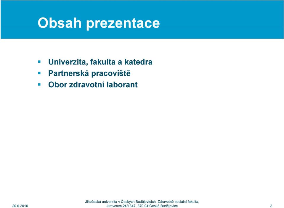 pracoviště Obor zdravotní laborant