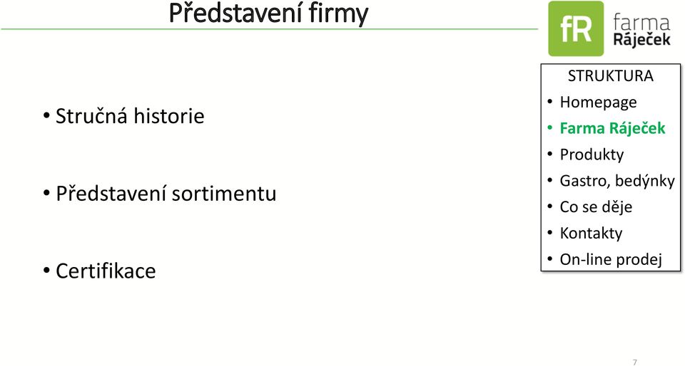 STRUKTURA Homepage Farma Ráječek