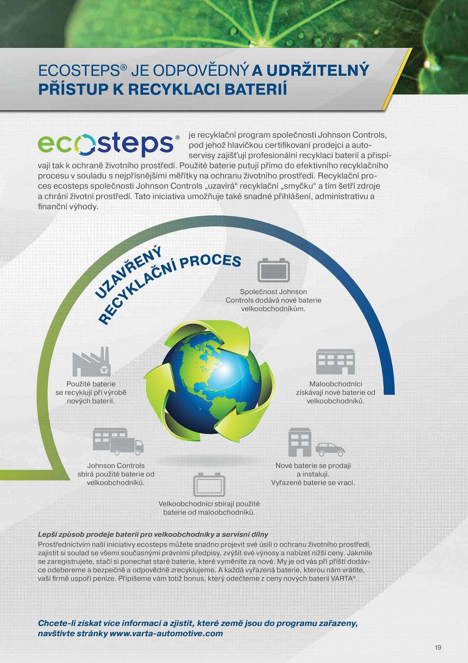 Recyklační proces ecosteps společnosti Johnson Controls uzavírá recyklační smyčku a tím šetří zdroje a chrání životní prostředí.