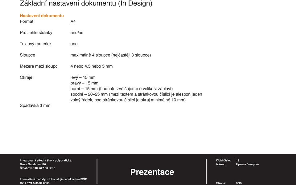 nebo 5 mm levý 15 mm pravý 15 mm horní 15 mm (hodnotu zvětšujeme o velikost záhlaví) spodní 20 25 mm (mezi