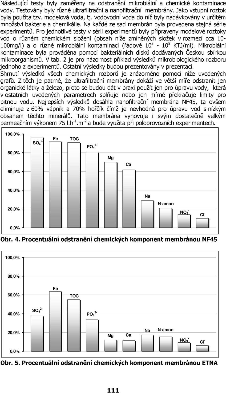 Pro jednotlivé testy v sérii experimentů byly připraveny modelové roztoky vod o různém chemickém složení (obsah níže zmíněných složek v rozmezí cca 10 100mg/l) a o různé mikrobiální kontaminaci