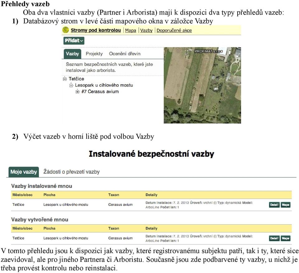 přehledu jsou k dispozici jak vazby, které registrovanému subjektu patří, tak i ty, které sice zaevidoval, ale