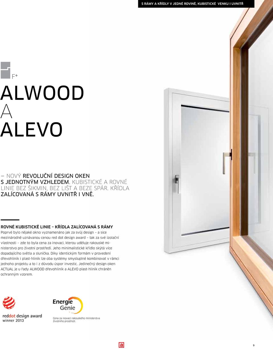 ROVNÉ KUBIstickĚ LINIE KŘÍDLA ZALÍCOVANÁ S RÁMY Poprvé bylo nějaké okno vyznamenáno jak za svůj design a sice mezinárodně uznávanou cenou red dot design award tak za své izolační vlastnosti zde to