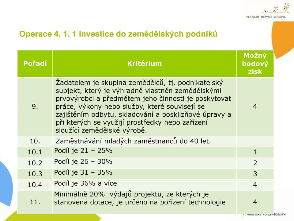 které souvisejí se zajištěním odbytu, skladování a posklizňové úpravy a při kterých se využijí prostředky nebo zařízení sloužící zemědělské