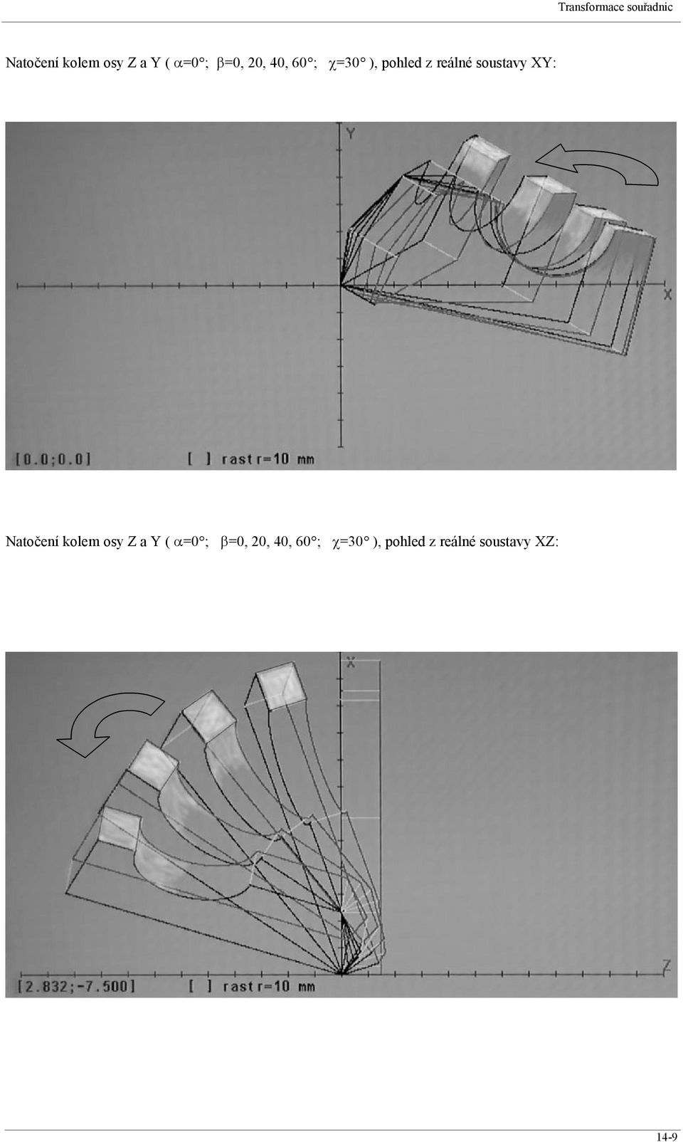 soustavy XY: Natočení kolem osy Z a Y (  soustavy