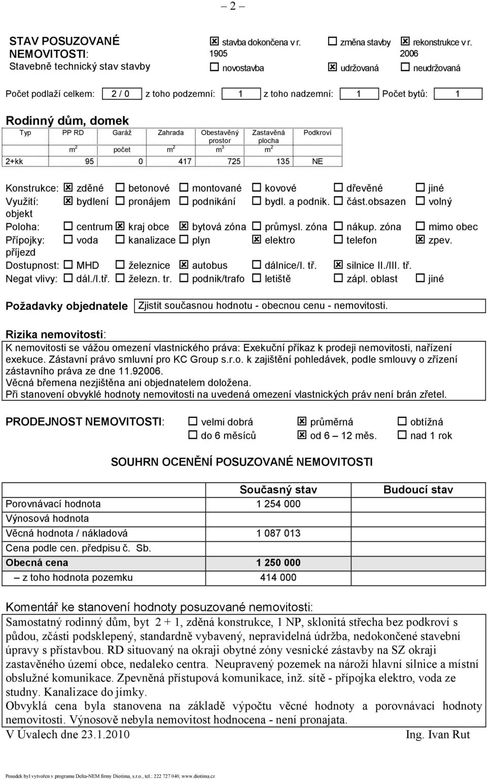 Garáž Zahrada Obestavěný Zastavěná prostor plocha m 2 počet m 2 m 3 m 2 Podkroví 2+kk 95 0 417 725 135 NE Konstrukce: zděné betonové montované kovové dřevěné jiné Využití: bydlení pronájem podnikání