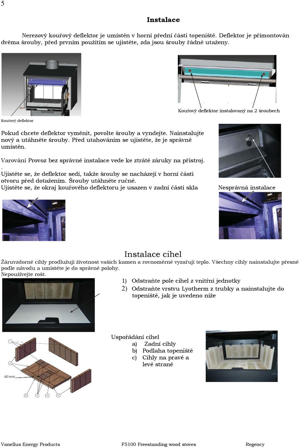 Návod k montáži a obsluze krbových kamen F PDF Stažení zdarma