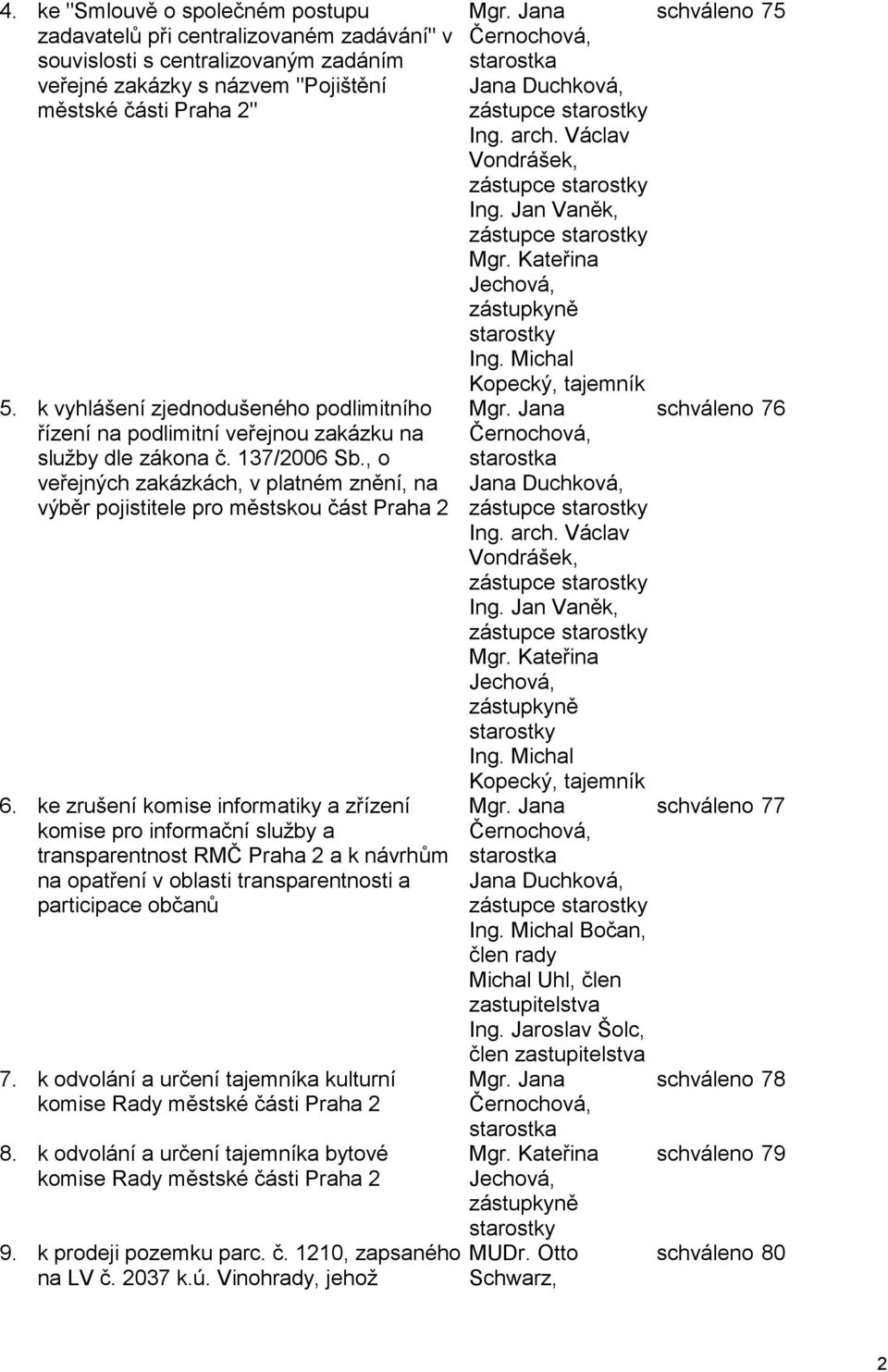 , o veřejných zakázkách, v platném znění, na výběr pojistitele pro městskou část Praha 2 6.