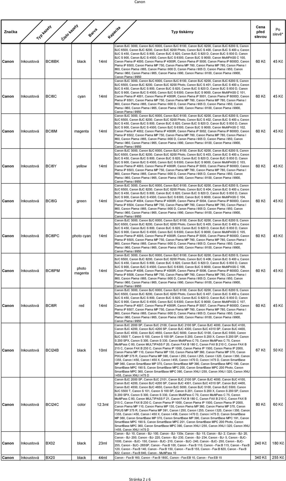 3ml Canon Inkoustová BX02 black 23ml BJC S 900, Canon BJC S 4500, Canon BJC S 6300, Canon BJC S 9000, Canon MultiPASS C 100, Canon Pixma ip 4000, Canon Pixma ip 4000R, Canon Pixma ip 5000, Canon