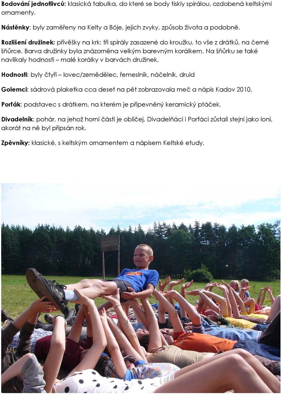 Na šňůrku se také navlíkaly hodnosti malé korálky v barvách družinek.