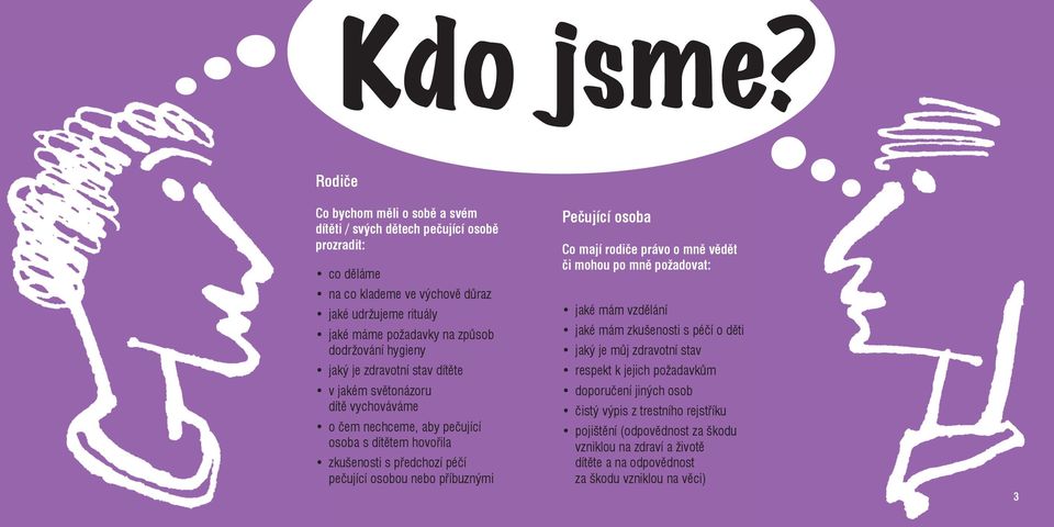 osobou nebo příbuznými Pečující osoba Co mají rodiče právo o mně vědět či mohou po mně požadovat: jaké mám vzdělání jaké mám zkušenosti s péčí o děti jaký je můj zdravotní stav