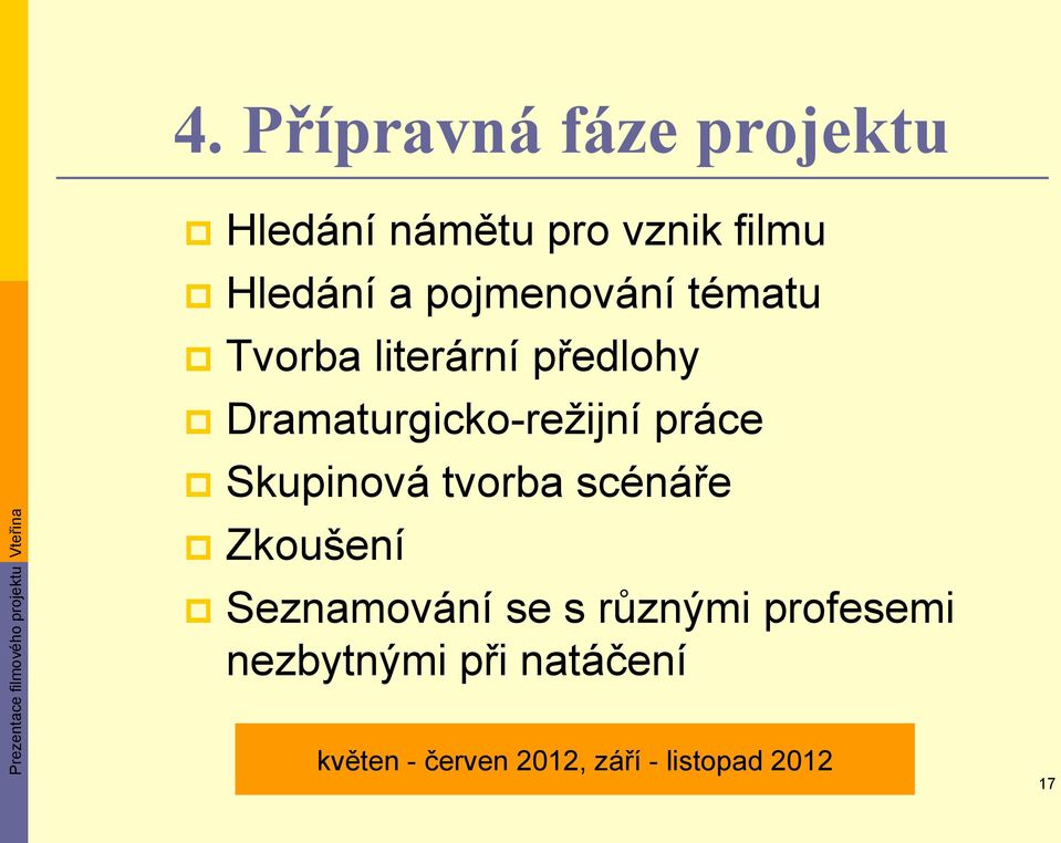 práce Skupinová tvorba scénáře Zkoušení Seznamování se s různými