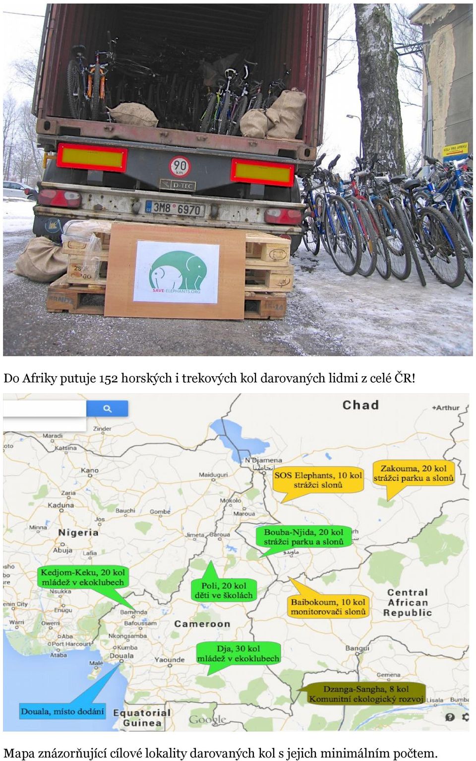 ČR! Mapa znázorňující cílové lokality