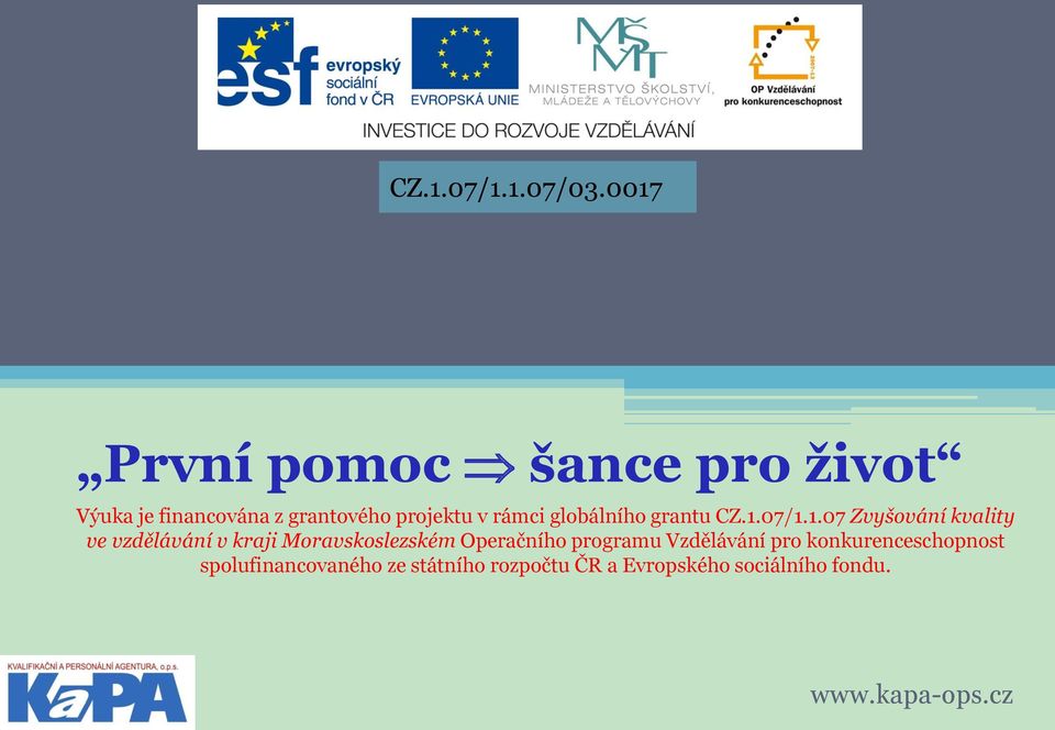 07/1.1.07 Zvyšování kvality ve vzdělávání v kraji Moravskoslezském