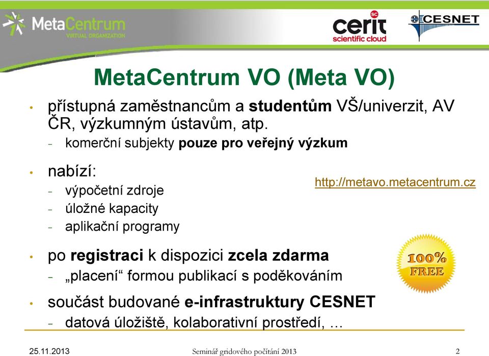kapacity aplikační programy http://metavo.metacentrum.