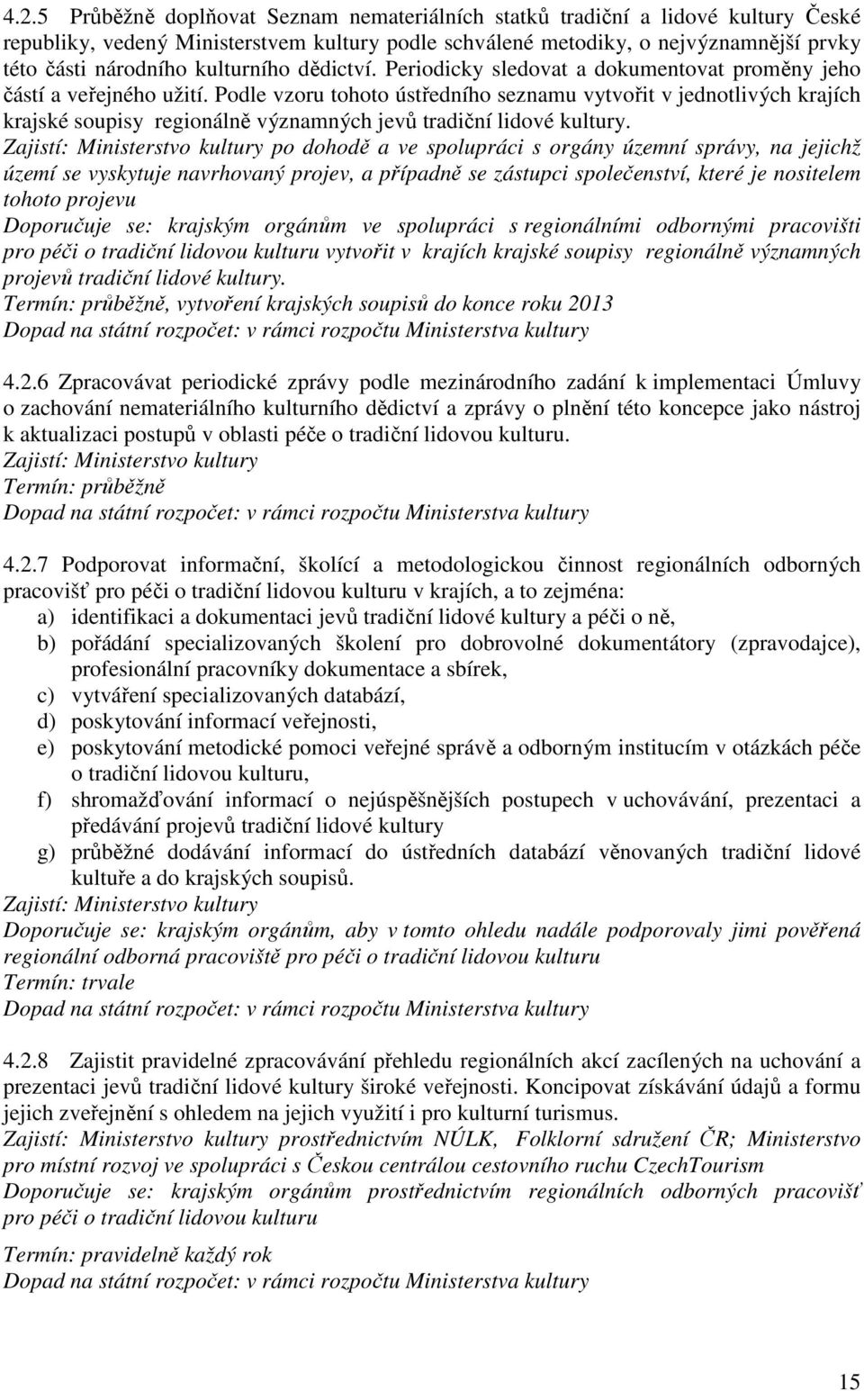 Podle vzoru tohoto ústředního seznamu vytvořit v jednotlivých krajích krajské soupisy regionálně významných jevů tradiční lidové kultury.