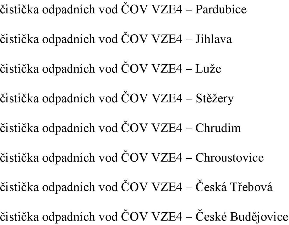 VZE4 Stěžery čistička odpadních vod ČOV VZE4 Chroustovice čistička