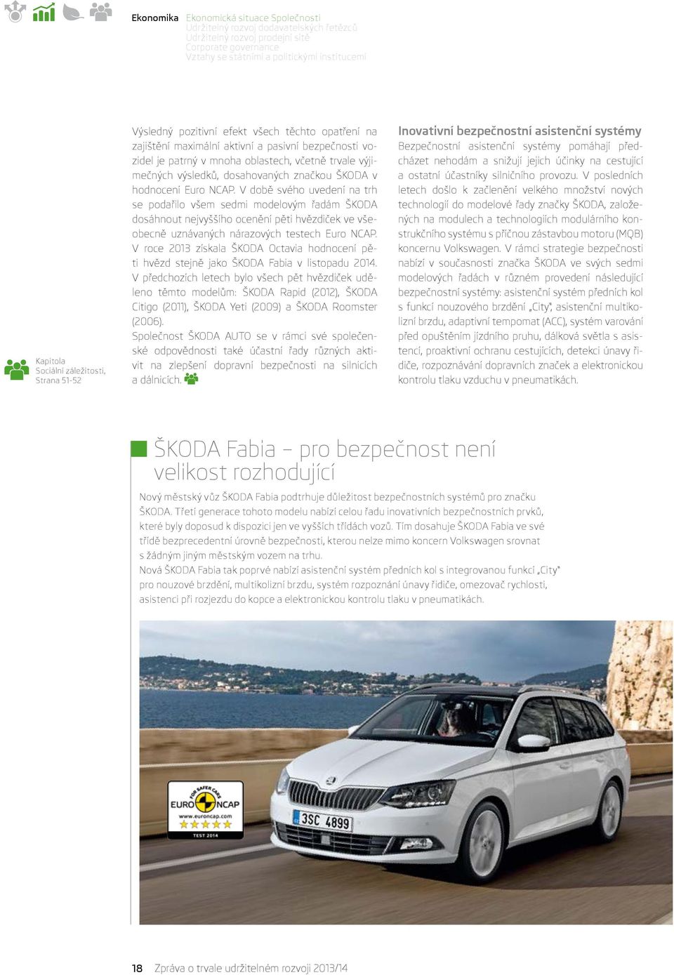 dosahovaných značkou ŠKODA v hodnocení Euro NCAP.