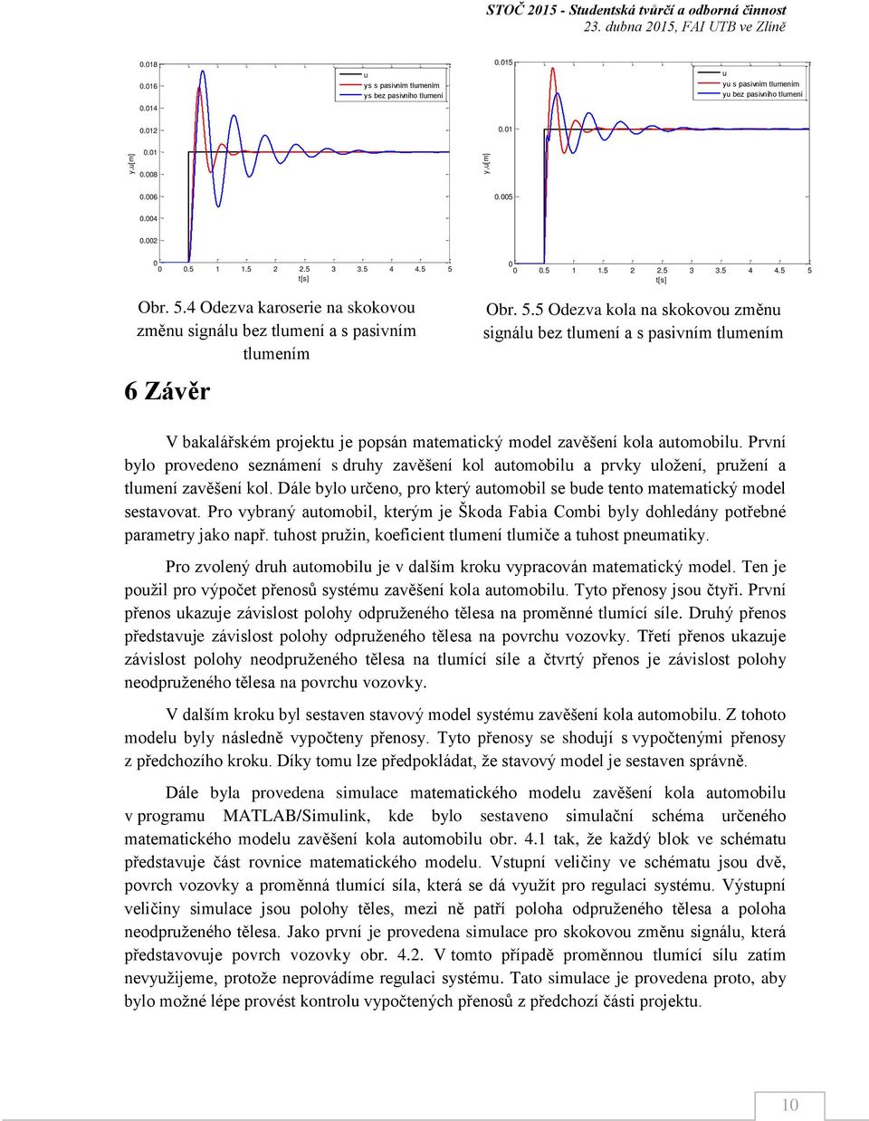 První bylo provedeno seznámení s drhy zavěšení kol atomobil a prvky ložení, pržení a tlmení zavěšení kol. Dále bylo rčeno, pro který atomobil se bde tento matematický model sestavovat.