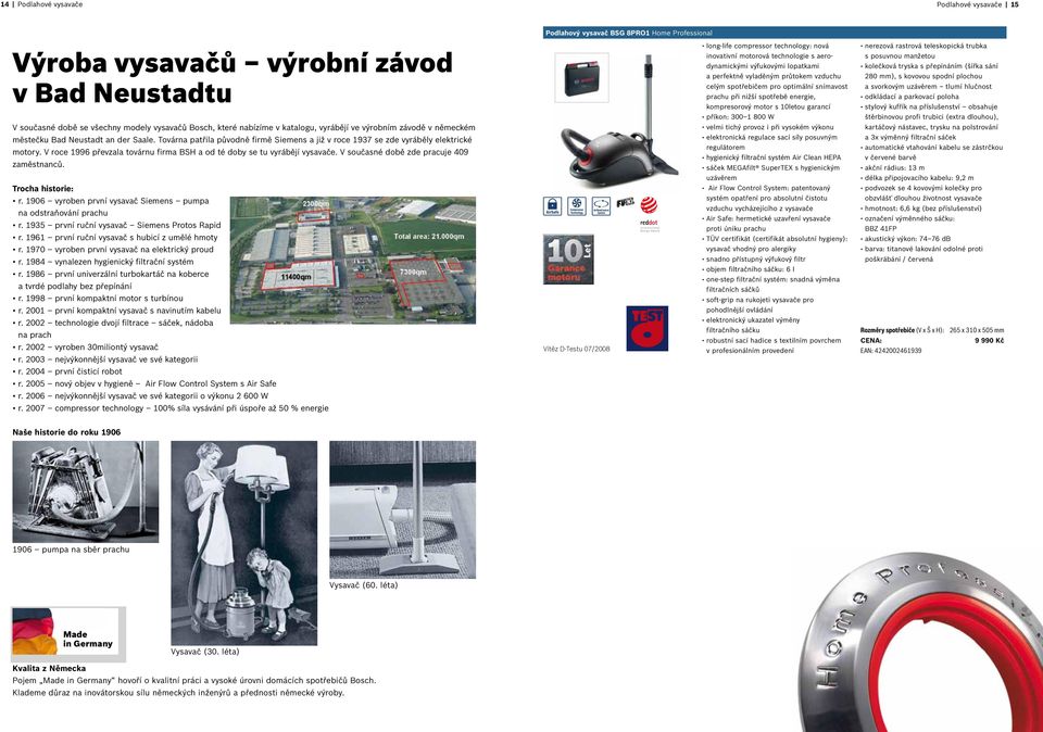 V roce 1996 převzala továrnu firma BSH a od té doby se tu vyrábějí vysavače. V současné době zde pracuje 409 zaměstnanců.