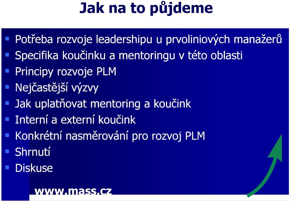 rozvoje PLM Nejčastější výzvy Jak uplatňovat mentoring a koučink