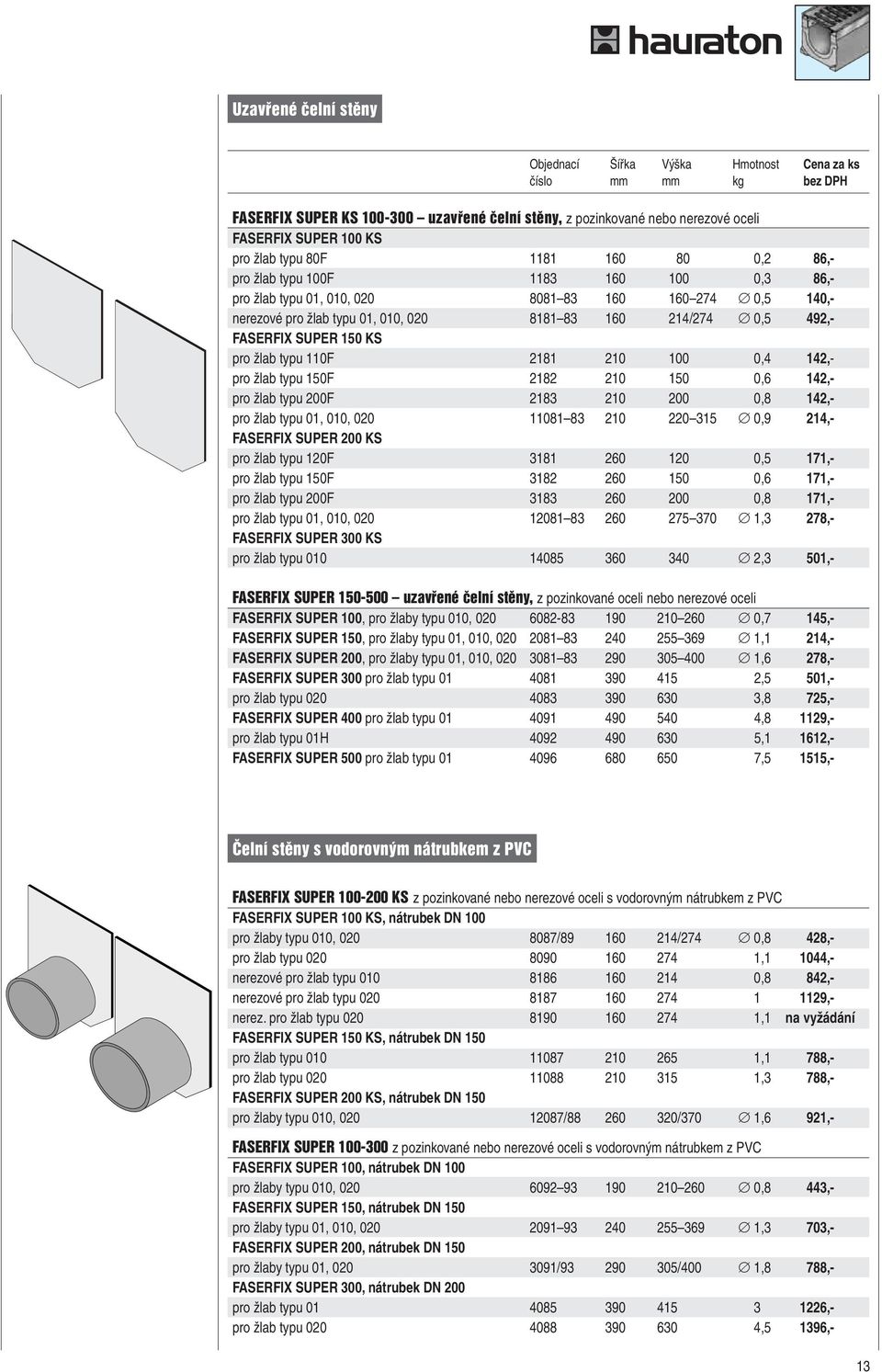 FASERFIX SUPER 150 KS pro žlab typu 110F 2181 210 100 0,4 142,- pro žlab typu 150F 2182 210 150 0,6 142,- pro žlab typu 200F 2183 210 200 0,8 142,- pro žlab typu 01, 010, 020 11081 83 210 220 315 0,9