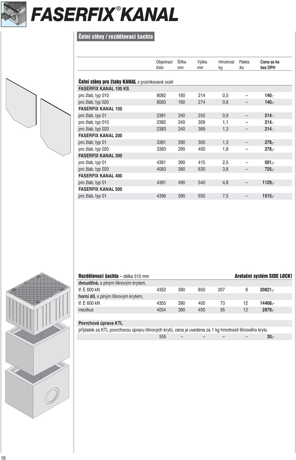 2383 240 369 1,3 214,- FASERFIX KANAL 200 pro žlab, typ 01 3381 290 305 1,3 278,- pro žlab, typ 020 3383 290 400 1,8 278,- FASERFIX KANAL 300 pro žlab, typ 01 4381 390 415 2,5 501,- pro žlab, typ 020
