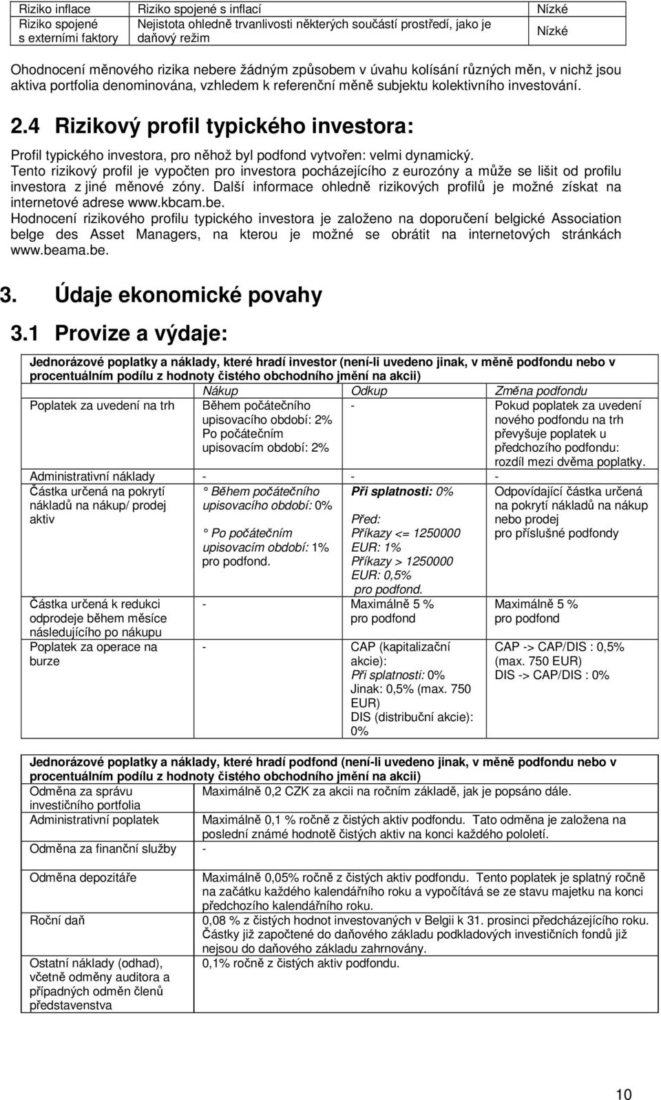 4 Rizikový profil typického investora: Profil typického investora, pro něhož byl podfond vytvořen: velmi dynamický.