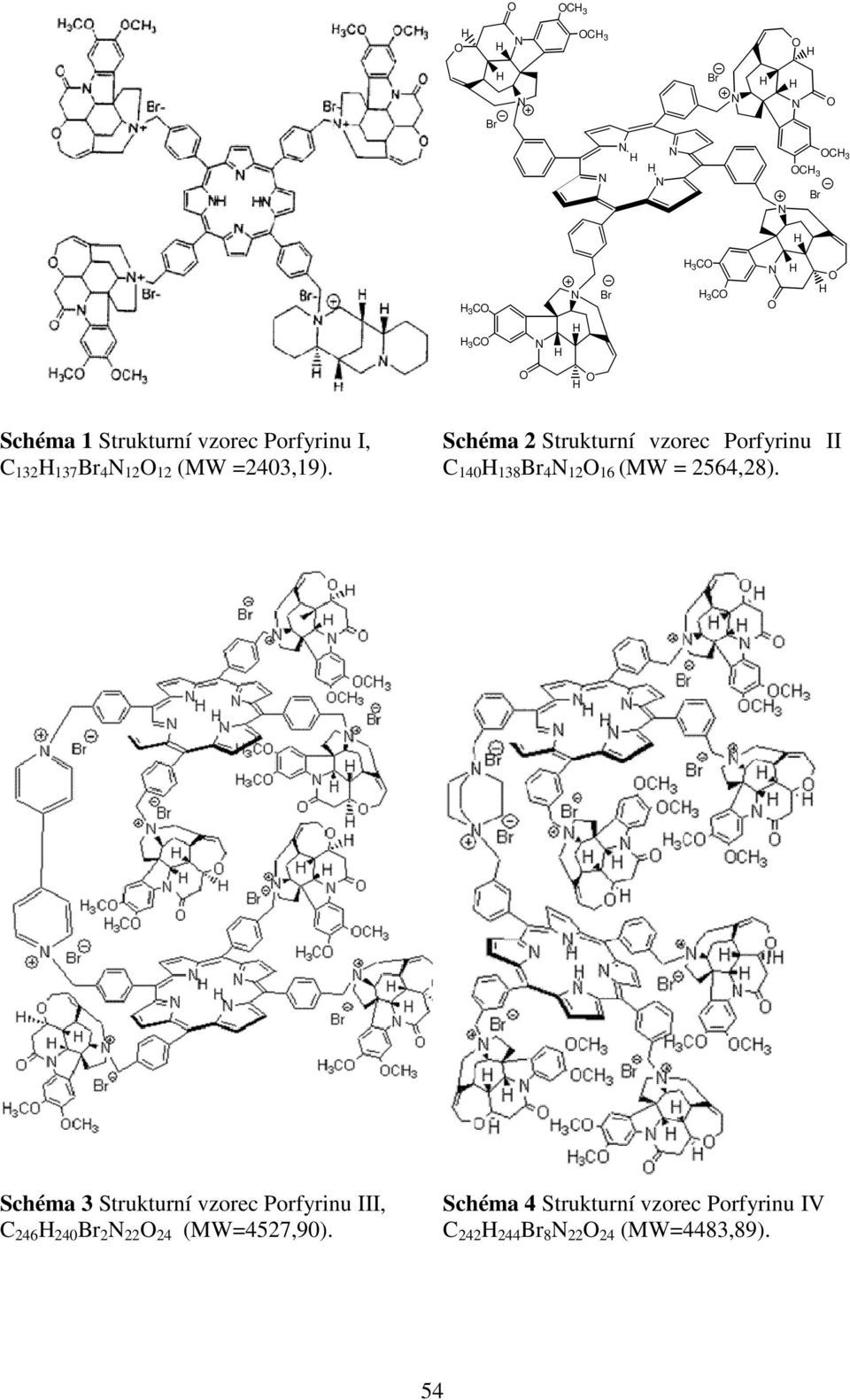 Schéma 2 Strukturní vzorec Porfyrinu II C 14 138 4 12 16 (MW = 2564,28).
