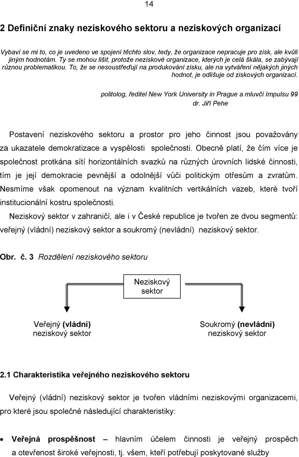To, že se nesoustřeďují na produkování zisku, ale na vytváření nějakých jiných hodnot, je odlišuje od ziskových organizací. politolog, ředitel New York University in Prague a mluvčí Impulsu 99 dr.