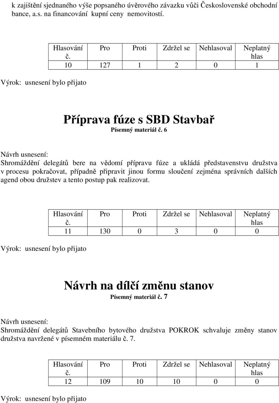 družstva v procesu pokračovat, případně připravit jinou formu sloučení zejména správních dalších agend obou družstev a tento postup pak realizovat.