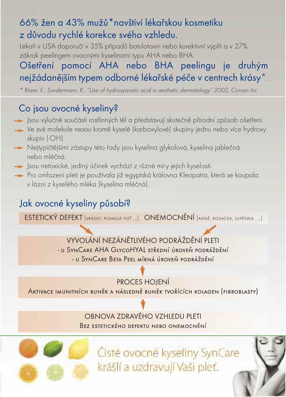 Ošetření pomocí AHA nebo BHA peelingu je druhým nejžádanějším typem odborné lékařské péče v centrech krásy*. * Ritzer, E., Sundermann, R.