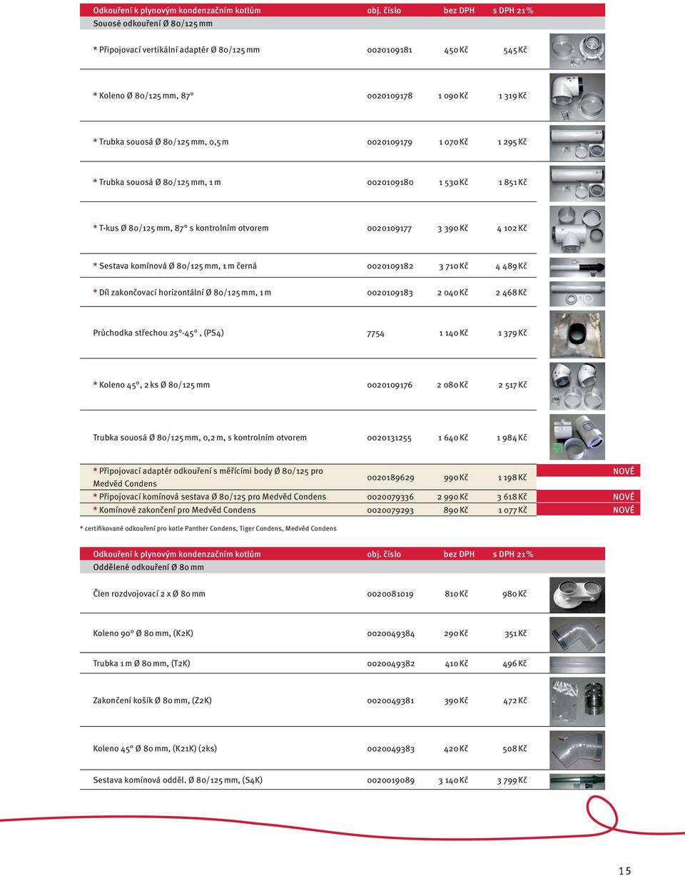 80/125 mm, 0,5 m 0020109179 1 070 Kč 1 295 Kč * Trubka souosá Ø 80/125 mm, 1 m 0020109180 1 530 Kč 1 851 Kč * T-kus Ø 80/125 mm, 87 s kontrolním otvorem 0020109177 3 390 Kč 4 102 Kč * Sestava