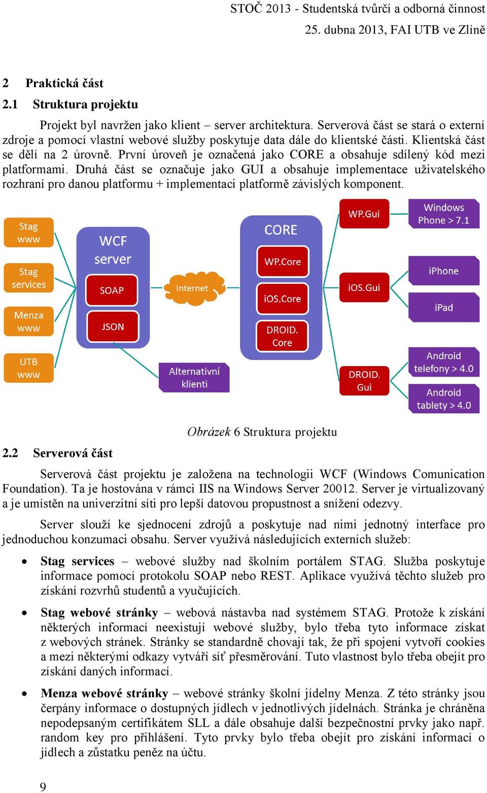 První úroveň je označená jako CORE a obsahuje sdílený kód mezi platformami.