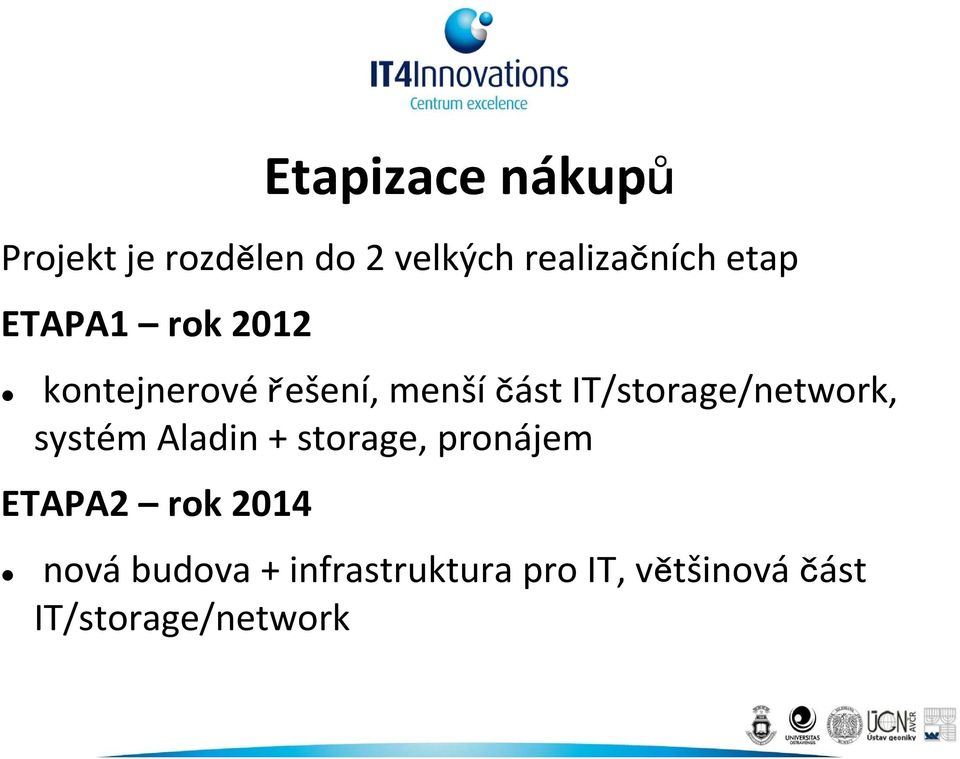 IT/storage/network, systém Aladin + storage, pronájem ETAPA2