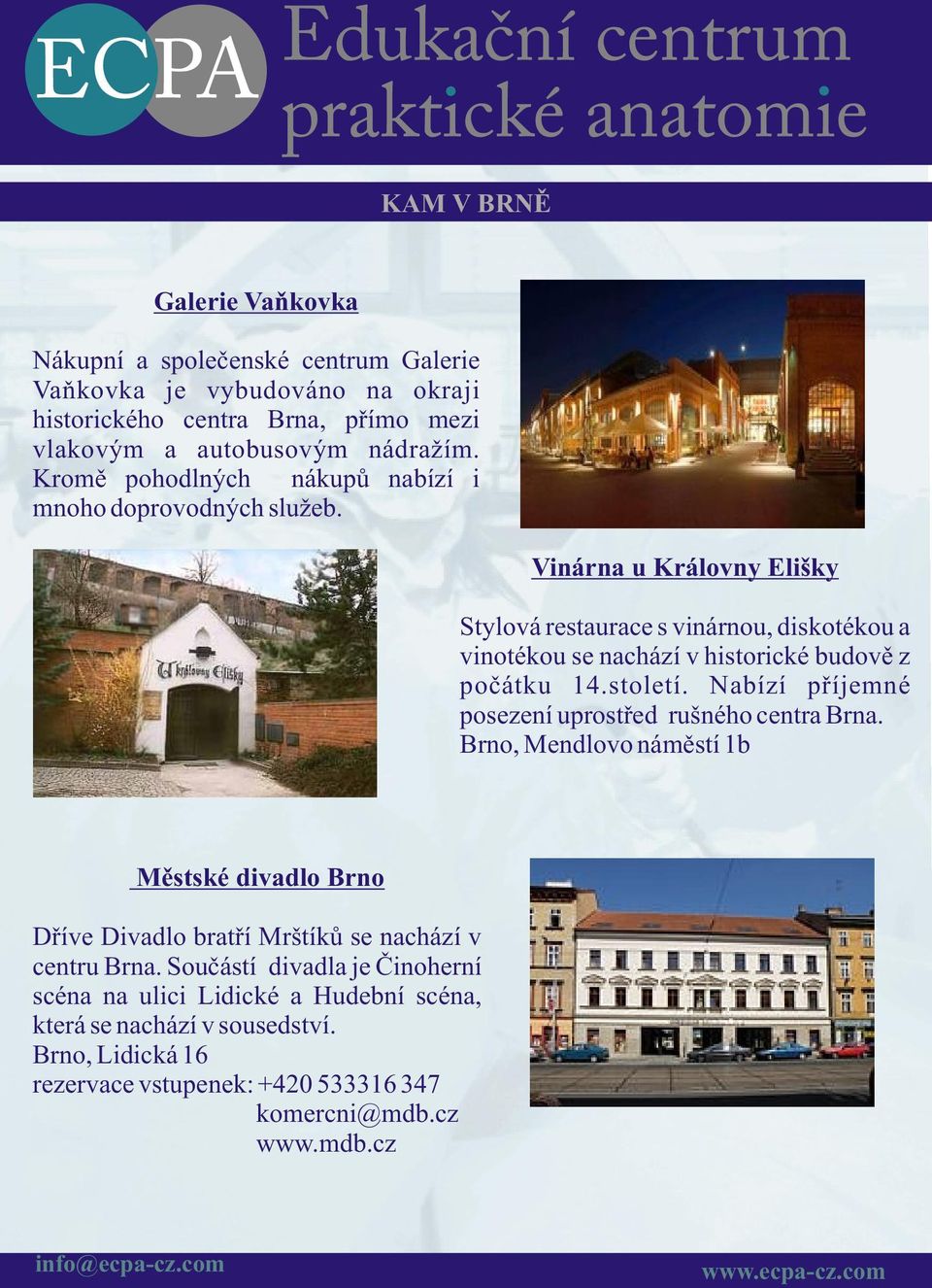 Vinárna u Královny Elišky Stylová restaurace s vinárnou, diskotékou a vinotékou se nachází v historické budovì z poèátku 14.století.