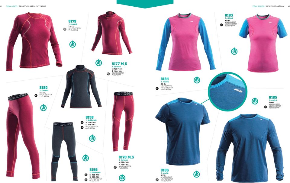 červená M 8-40 S 4-4 9% POLYESTE 7% ELASTAN 884. růžová XS-XL 4% POLYAMID 4% POLYESTE % ELASTAN 885.