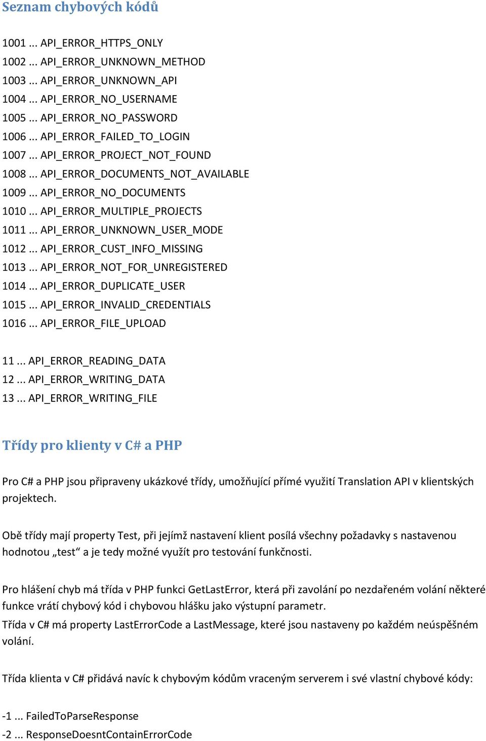 .. API_ERROR_UNKNOWN_USER_MODE 1012... API_ERROR_CUST_INFO_MISSING 1013... API_ERROR_NOT_FOR_UNREGISTERED 1014... API_ERROR_DUPLICATE_USER 1015... API_ERROR_INVALID_CREDENTIALS 1016.