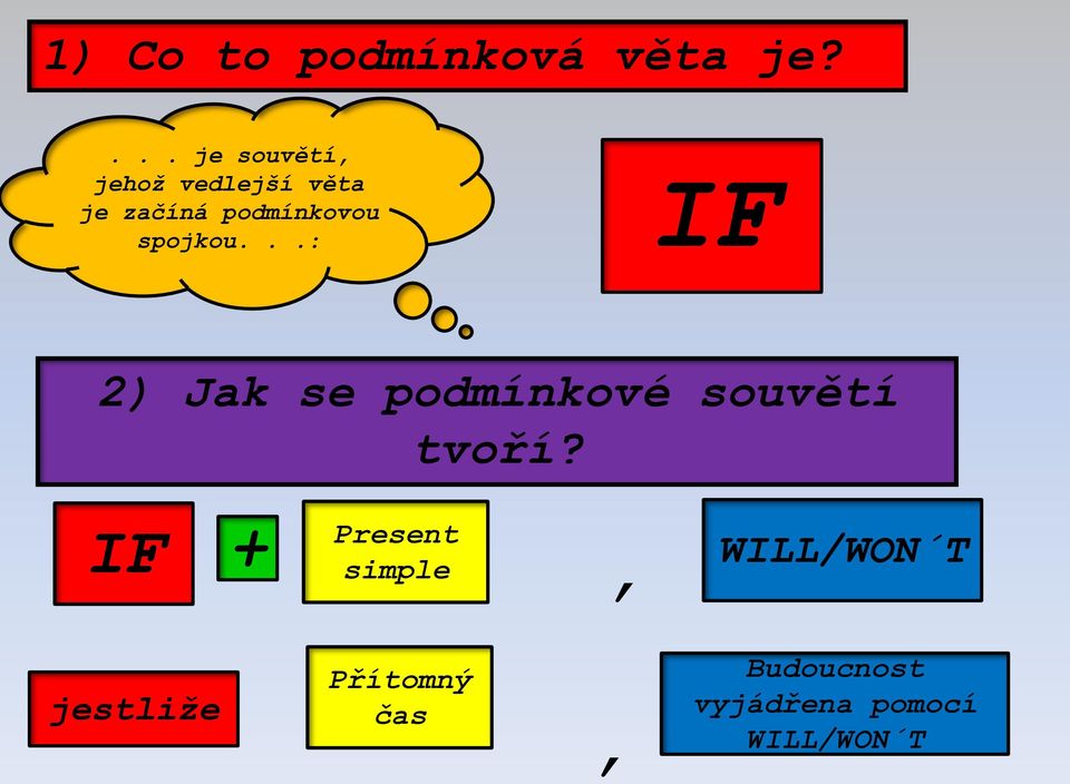 spojkou...: IF 2) Jak se podmínkové souvětí tvoří?