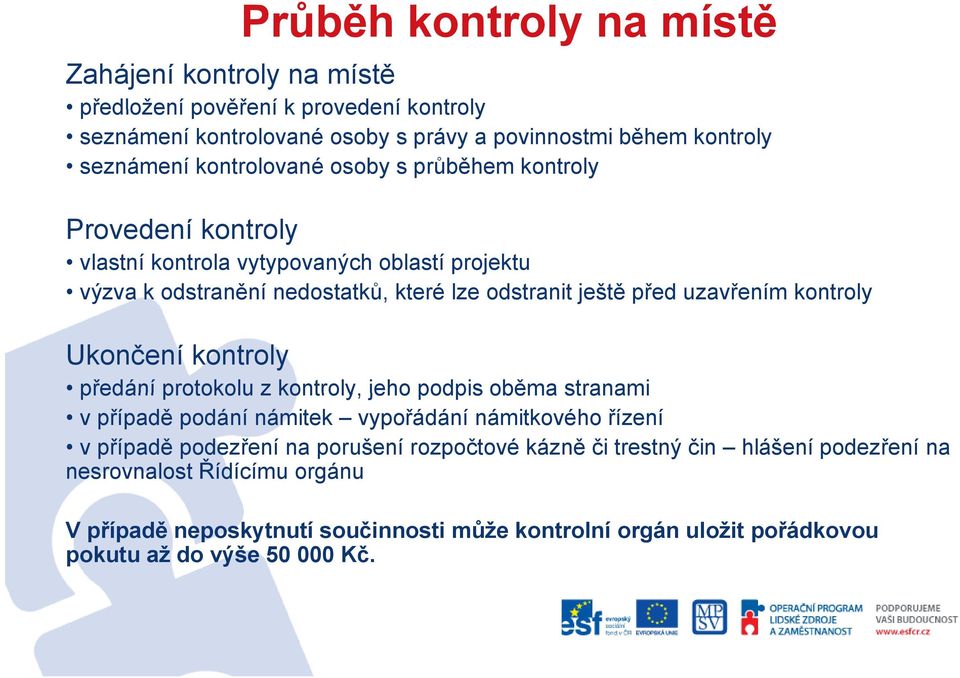 uzavřením kontroly Ukončení kontroly předání protokolu z kontroly, jeho podpis oběma stranami v případě podání námitek vypořádání námitkového řízení v případě podezření na