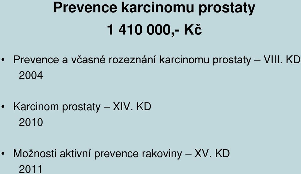 prostaty VIII. KD 2004 Karcinom prostaty XIV.