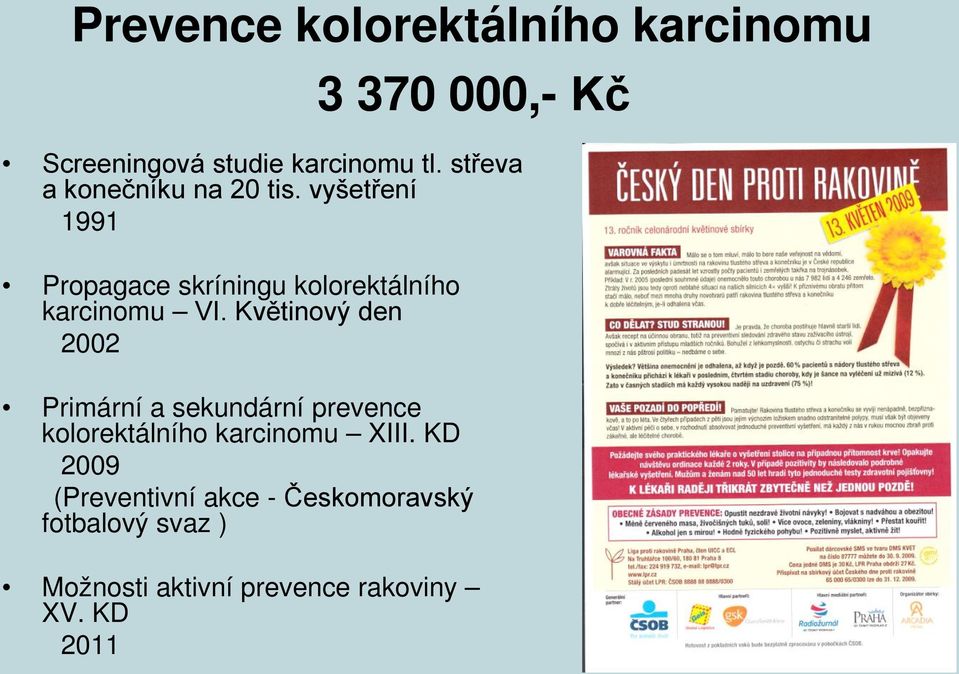 vyšetření 1991 Propagace skríningu kolorektálního karcinomu VI.