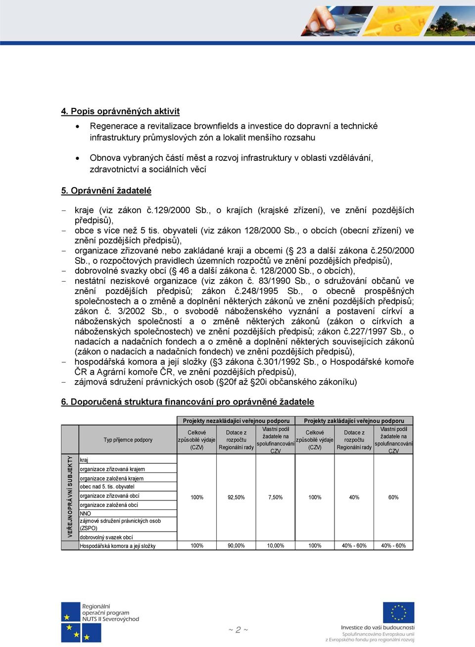 , o krajích (krajské zřízení), ve znění pozdějších předpisů), - obce s více než 5 tis. obyvateli (viz zákon 128/2000 Sb.