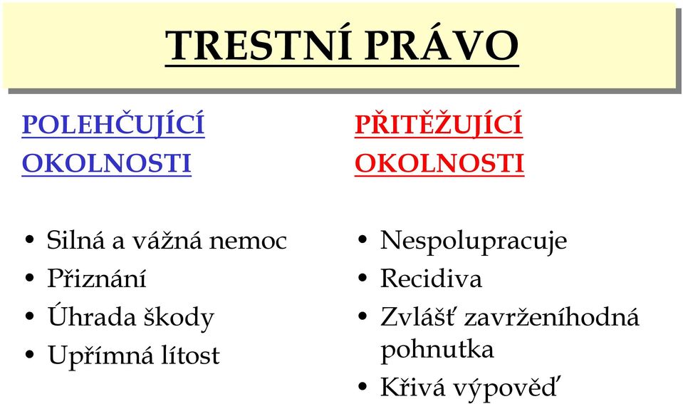 Úhrada škody Upřímná lítost