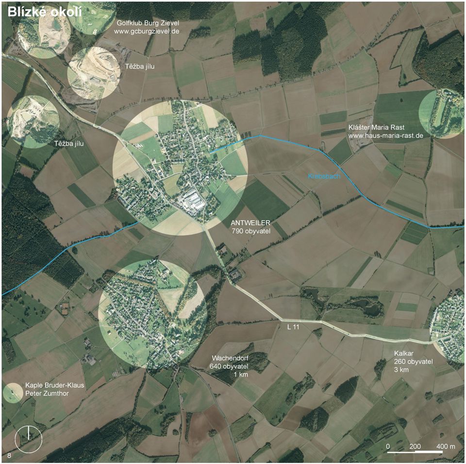 de Těžba jílu Krebsbach ANTWEILER 790 obyvatel L 11 Kalkar 260