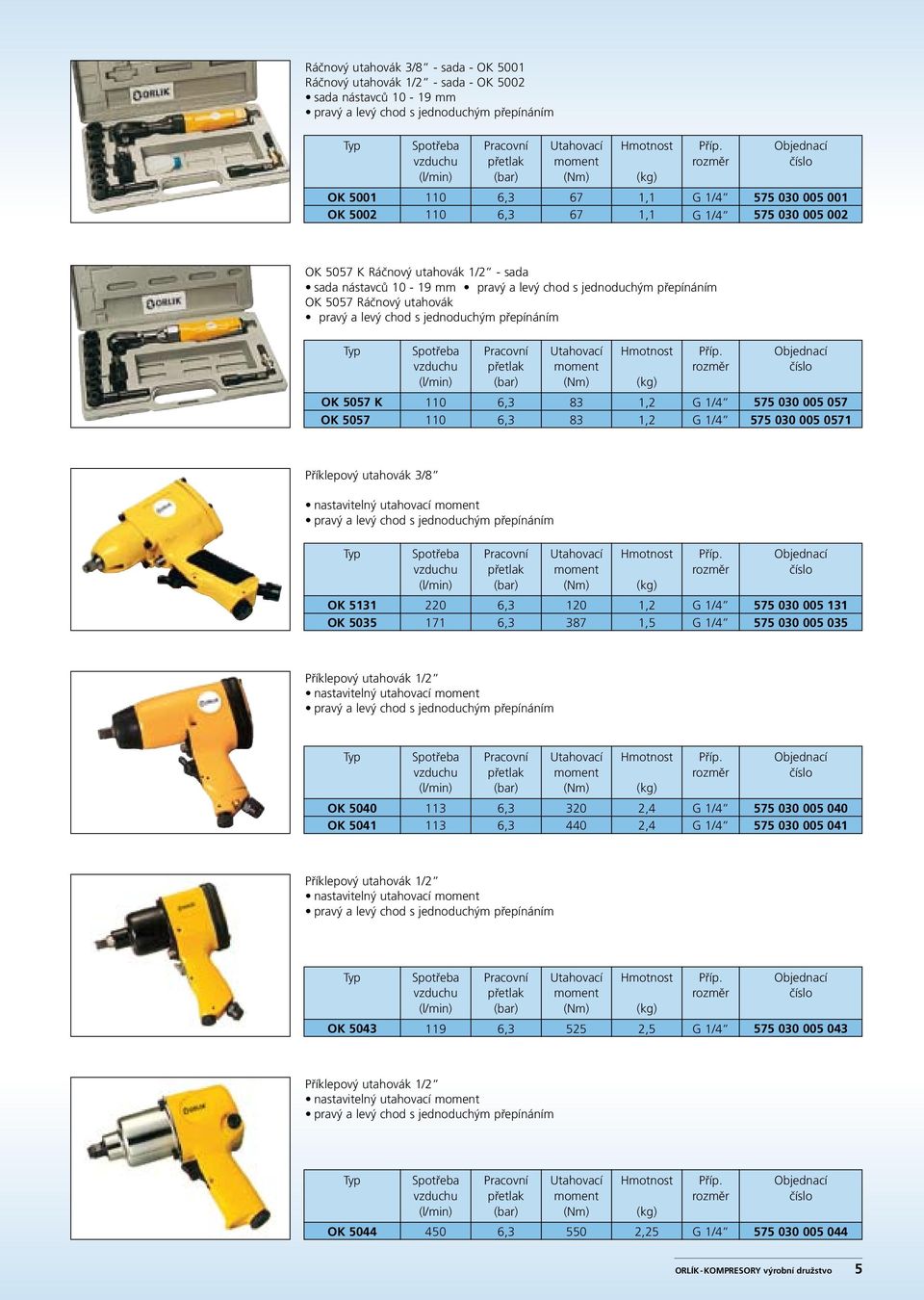 OK 5131 220 120 1,2 G 1/4 575 030 005 131 OK 5035 171 387 1,5 G 1/4 575 030 005 035 Příklepový utahovák 1/2 nastavitelný utahovací OK 5040 OK 5041 113 113 320 440 2,4 2,4 G 1/4 G 1/4 575 030 005 040