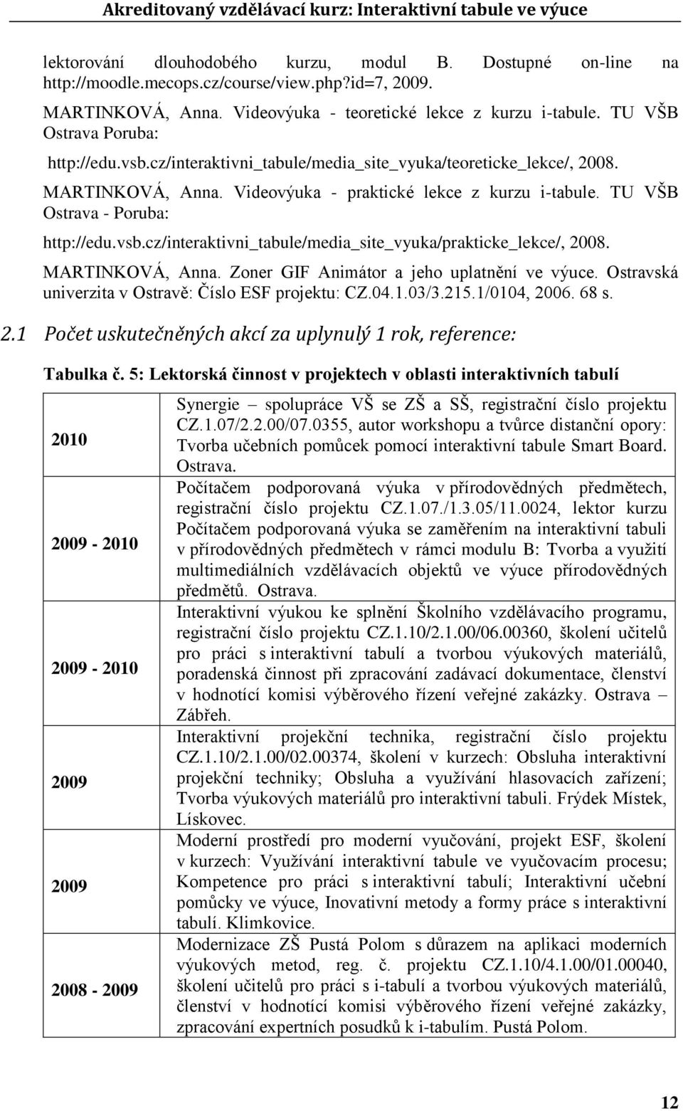 TU VŠB Ostrava - Poruba: http://edu.vsb.cz/interaktivni_tabule/media_site_vyuka/prakticke_lekce/, 2008. MARTINKOVÁ, Anna. Zoner GIF Animátor a jeho uplatnění ve výuce.