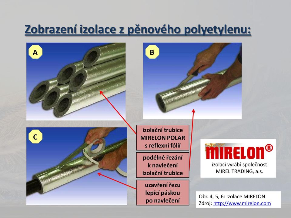 trubice uzavření řezu lepící páskou po navlečení izolaci vyrábí