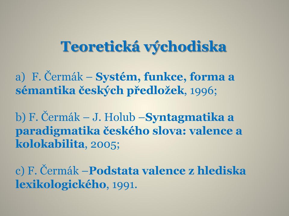 1996; b) F. Čermák J.