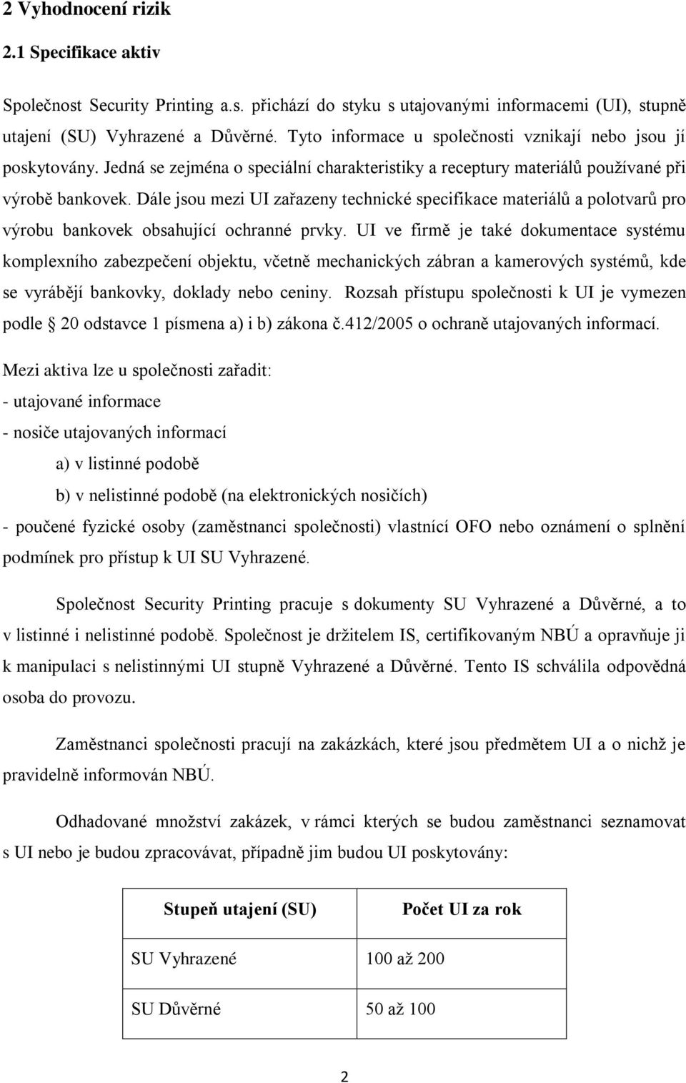 Dále jsou mezi UI zařazeny technické specifikace materiálů a polotvarů pro výrobu bankovek obsahující ochranné prvky.